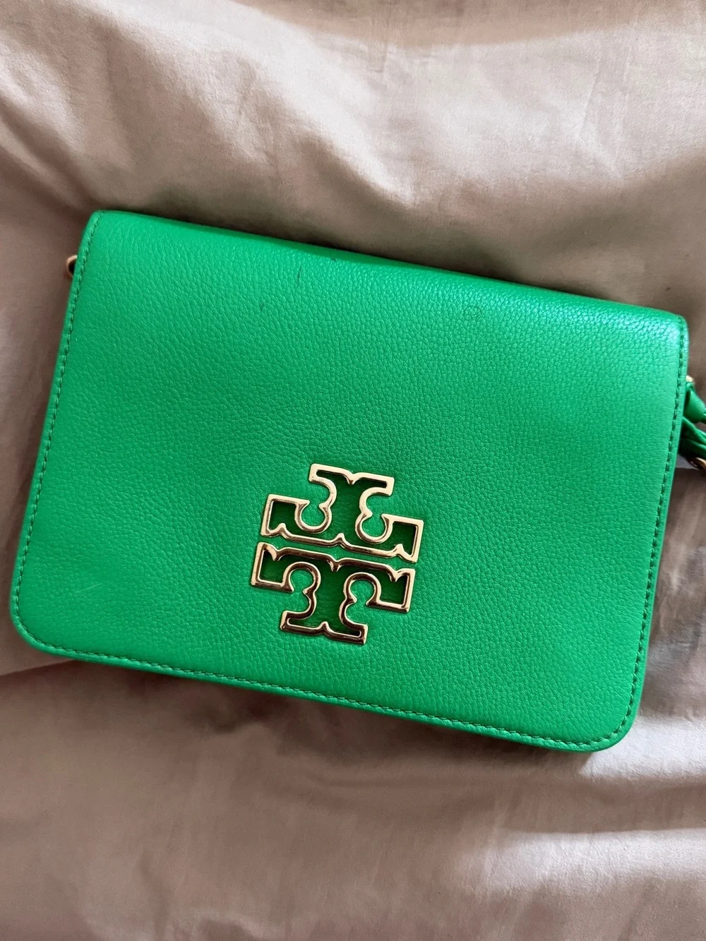 Tory Burch Emerald Green Logo Crossbody